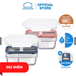 Hộp cơm thủy tinh Lock&Lock kèm muỗng đũa 930ml LLG991CL (2 màu)
